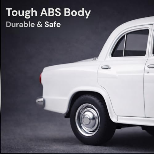 Image of Classic Sedan Toy Car with Push-Back Action & Openable Doors| Durable ABS Plastic Retro Car Toy for Kids (3+ Years)|White
