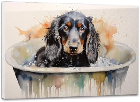 Thuan Gordon Setter Dog Wall Art for Bathroom, Funny Animal Canva...