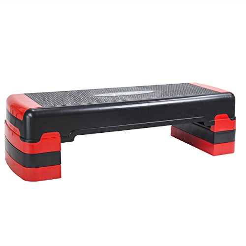 Planche de sport HMS step réglable sur 3 niveaux noir et rouge as005