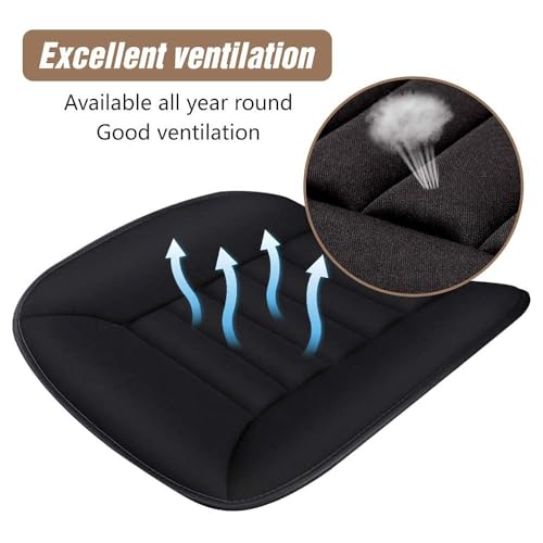 Image of MYFAMIREA 2PCS Car Seat Cushion Pad 1.2 inch Thick Comfort Seat Protector for Car Driver Seat Office Chair Home Use Memory Foam Seat Cushion with Non Slip Bottom, 20'' x 18.5'', Black