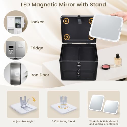 Boîte de rangement de maquillage verrouillable avec miroir