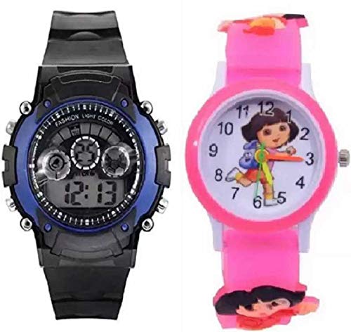 S S TRADERS Combo of Kids Sports with Seven led Lights of Seven Colors and Cartoons Analog Pink Dial Kids Watch (B07VQVPBH4) Amazon Price History, Amazon Price Tracker