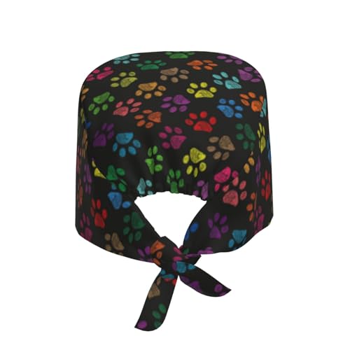 Image of Working Cap Scrub Cap with Sweatband Adjustable Unisex Women Tie Back Hat Nurse Surgical Caps