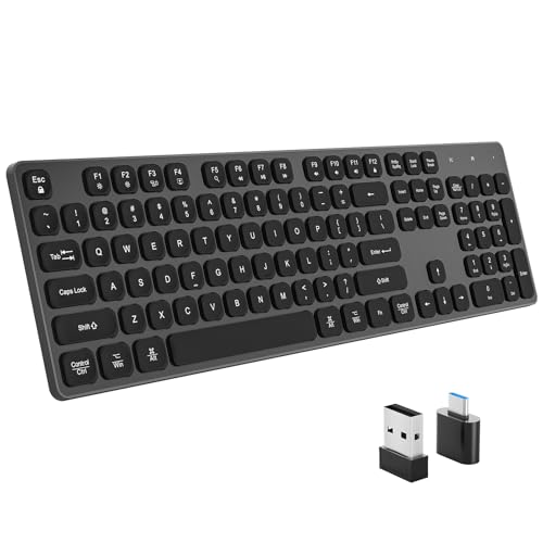 Image of Rechargeable Wireless Keyboard for Mac and Windows, Ultra Slim 2.4GHz Full-Size Keyboard with Low-Profile Quiet Keys, Compatible with PC, Laptop, Windows 11 /10 /8 /7 (Black)