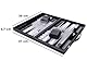 Engelhart - 250506 - Luxus Backgammon - Grau - 38 cm - 15 Zoll - Kunstleder - Filzeinlage - Perlmutt-Würfel und Spielsteine + 2 Becher - Strategie - Backgammon-Spiel