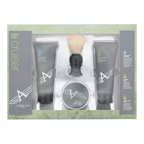 Aubusson Paris Cruiser 4 Piece Gift Set: Aftershave Balm 100ml - Cleanser 100ml - Soap 60g - Brush di AUBUSSON