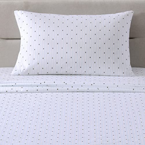 Image of Poppy & Fritz - Full Size Sheet Set, 100% Long-Staple Percale Cotton Bedding, Crisp & Cool, Deep Pockets, Bed Sheets with Matching Fitted Sheet & Pillowcase (Bumble Bees Blue)