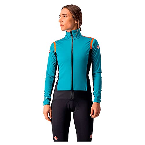 CASTELLI Alpha Ros 2 W Chaqueta Ligera, Mujer, Verde Azulado/Negro-Fiery Red, L