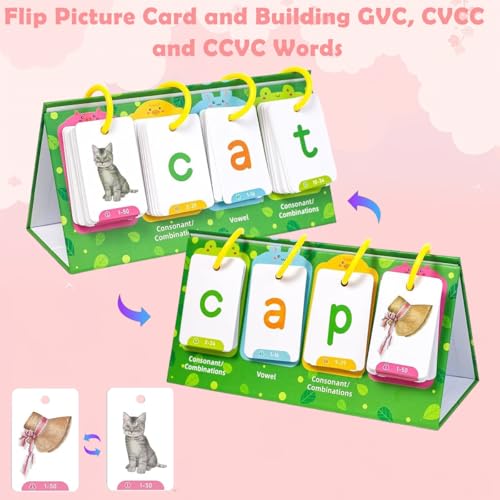 Image of PATPAT Phonics Flash Cards, CVC Reading and Sight Words for Kids