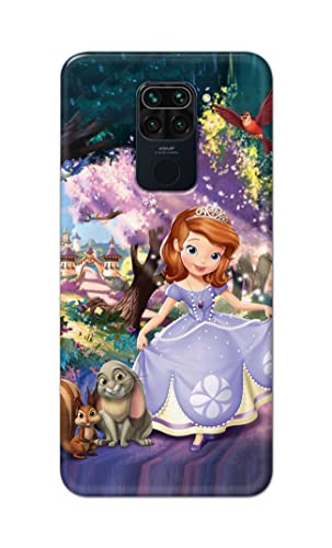 Image of PRINTFIDAA Cartoon Little Girl with Crown and Pet Animals Printed Designer Hard Case for Redmi Note 9 (6.53 inch) / Redmi 10X (4G) (6.53 inch) Back Cover -(e) RPM1008