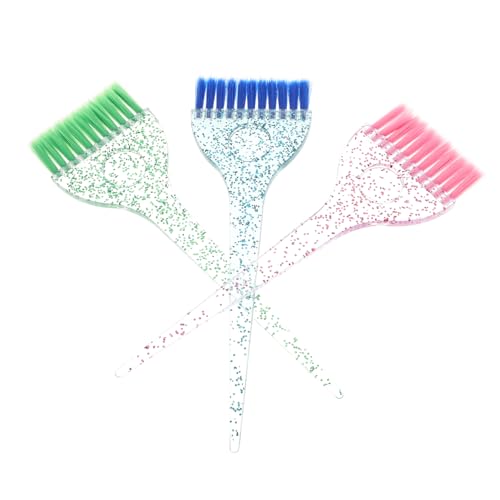 BAZEITFLOW 3 piezas Cepillo de Tinte para Cabello con Mango de Cristal Aplicador Flexible para Salón y Doméstico para Colorante y Aclarado Profesional