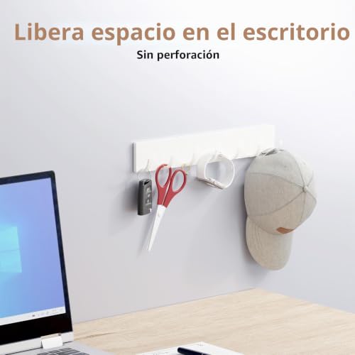 Miniatura 3 de Toski 2 Piezas Colgador Llaves Pared Sin Taladrar, Cuelga Llaves Pared Colgador De Llaves Porta Llaves, 7 Ganchos, Adhesivo Potente, Sin Huellas - Gris, Estilo Moderno Para Salón Y Cocina, Blanco