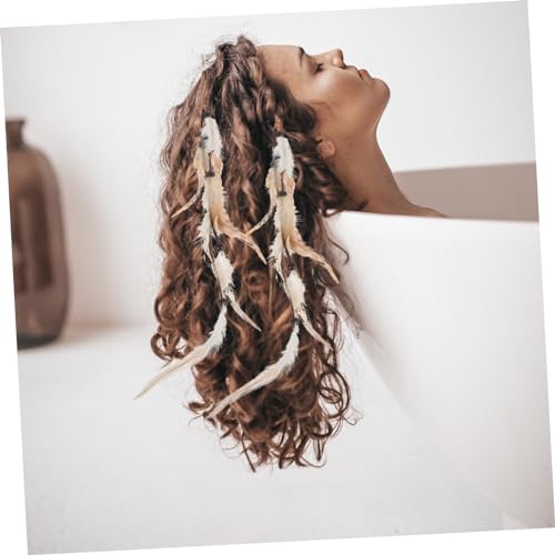 Clips de extensiones étnicos con plumas vintage para cabello 2