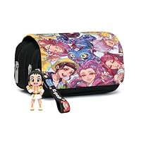 YDora Large Capacity Flip Pencil Bag with 2 Compartments,K-pop Hunter Pencil Case for Boys Girls, Portable Pencil Case for School Office Supplies, with a Cute and Fun Keychain (B)