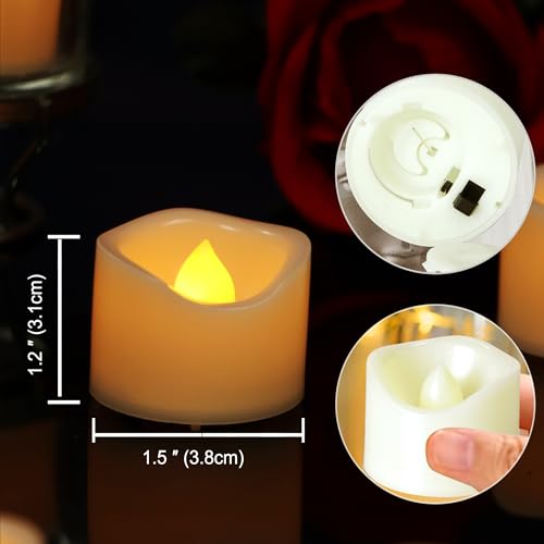 Image of CANDLE CHOICE Battery Operated Flameless Tea Lights Bright Flickering LED Tealight Votive Candles for Wedding Party Table Centerpieces Halloween Christmas Decoration Batteries Incl Amber Light 12 Pack