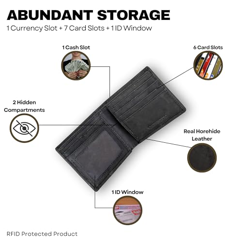 Mens Wallets - RFID Blocking Minimalist Wallet for Men, Slim Leather Bifold Wallet with ID Card Holder, Black Textured2