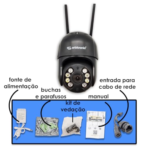 Câmera de Segurança Externa Ip Prova D'água Infravermelho 1080p Wifi Hd Preta Orbitronic