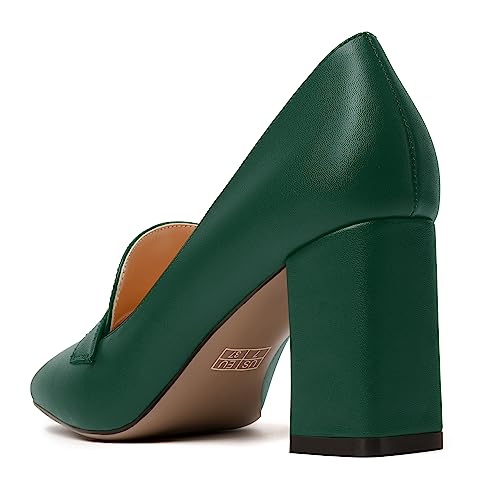 Image of MODENCOCO Womens Sexy Formal Matte Slip On Square Toe Work Block High Heel Loafers Shoes 3.5 Inch