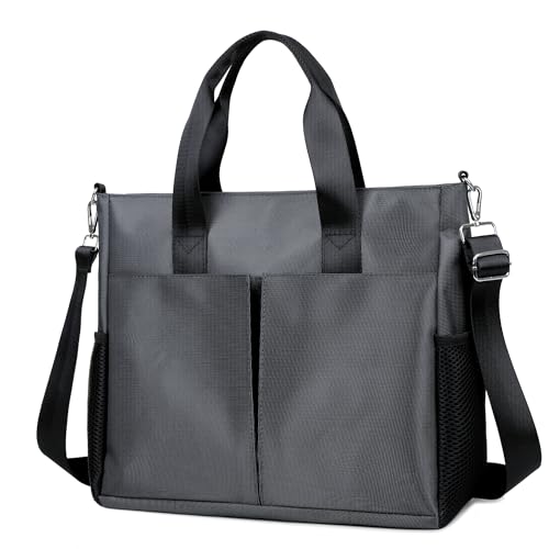 Oxford Canvas Tote Bag for Women,Crossbody Shoulder Bags for Men,Laptop Work Bag,Waterproof Nylon Multi Pocket Handbags for Teacher,Travel,Work,Outdoor