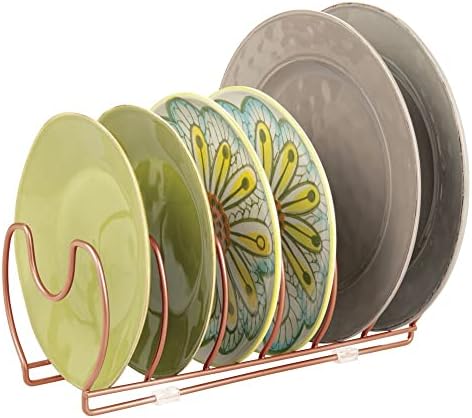 mDesign Pot and Pan Rack Metal Wire Rack for Cookware Storage Freestanding Pan Stand for Pans, Pots, Lids and Crockery Copper
