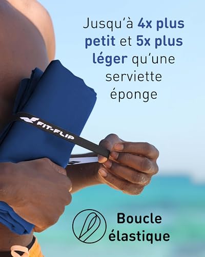 Fit-Flip Serviette Microfibre – compacte, Ultra-légère et Rapidement sèche – Serviette de Bain Microfibre – Serviettes pour Sport Musculation, Piscine, Voyages, Natation et Plage – Image 4