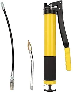 IMUU 1000 Kg Mini Lever Grease Gun Lubrication Vehicles Car Auto Trucks Boats, Hand-Operated Oil Pump Heavy Duty Repair Tool Spring Flex Hose, Working Coupler, Extension Rigid Pipe Type Nozzle