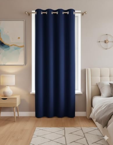 Image of Premium Jute Curtains | 7 Feet Long Curtains | Home, Living Room & Bedroom | Size= 54 x 84 Inches (Navy Bue)