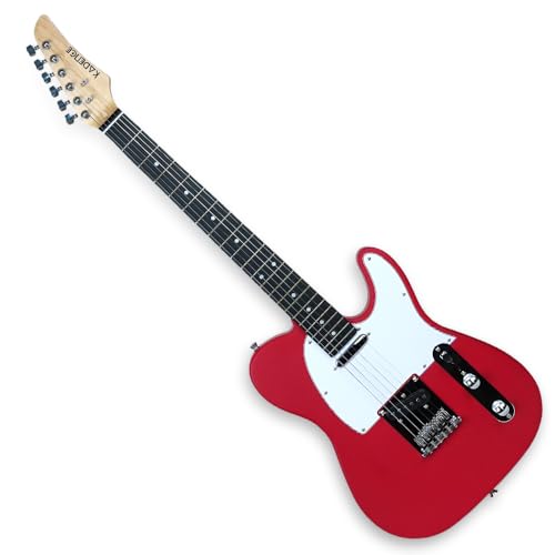 Image of Kadence TLRD Tennessee 39 inch Electric Guitar (Classic T Style) | Solid Poplar Wood Body, Maple Neck | Dual Single-Coil Pickups | Fixed Bridge | Gig Bag + Cable | Matte Red