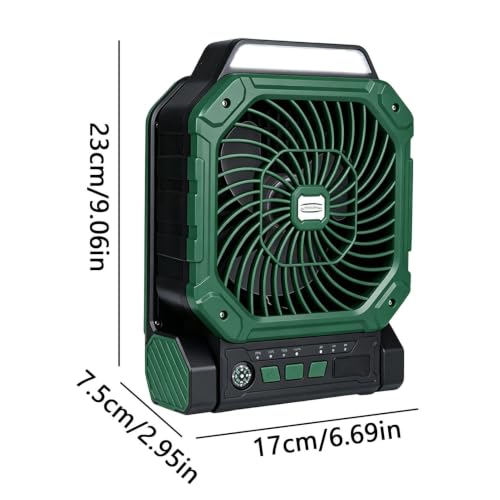 Ventilador solar exterior con temporizador y luz LED de 4 velocidades para camping 7
