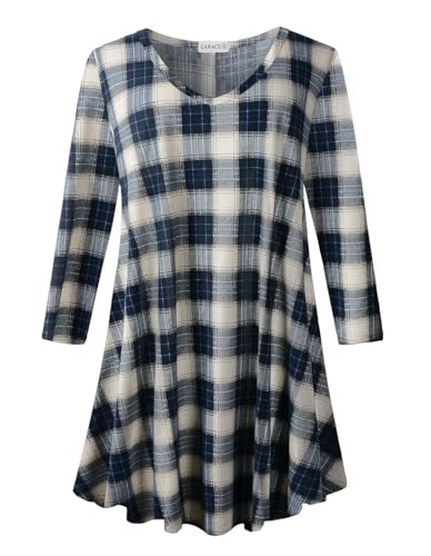 Image of LARACE Tunics 3 /4 Sleeve Plus Size Tops for Women V Neck Loose Fit Flowy Clothing for Leggings