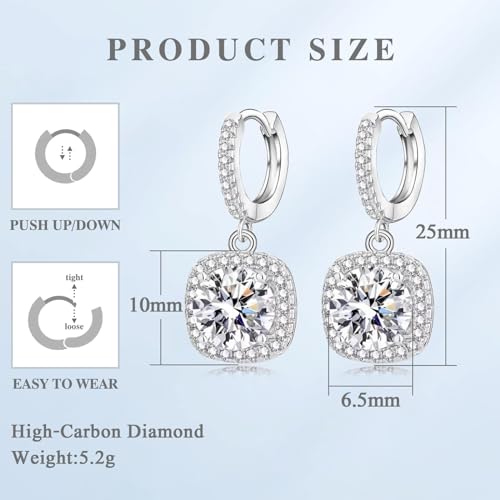 High-Carbon Diamond Hoop Earrings for Women Sterling Silver Cuff Earrings Drop Huggie Stud Halo Earrings with 18K2
