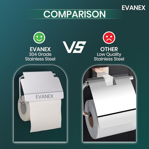 Image of EVANEX Toilet Tissue Paper Roll Holder with Cover, 304 Stainless Steel Toilet Paper Stand, Tissue Paper Roll Holder for Bathroom, Bathroom Accessories Organiser (Aquarius)