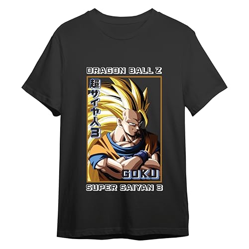 Comic Studio | Goku Super Sayan 3 Dragon Ball Z T-Shirt | Licence Officielle | Unisexe | Noir | L