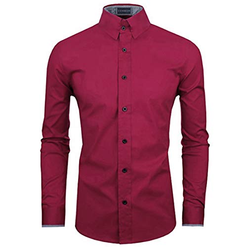 Image of Zombom Men's Solid Cotton Blend Regular Fit Full Sleeve Collared Neck Casual Shirt for Men