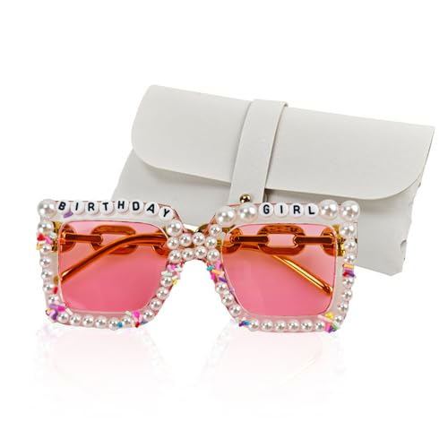 Daxilonyz Birthday Glasses for Women Oversized Party Glasses Birthday Sunglassesr for Birthday Celebrations Gifts Fun Gift for Girls (Pink)