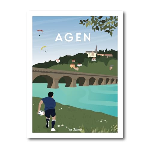 Affiche Agen pont canal en papier premium mat decoration interieure 40x50cm