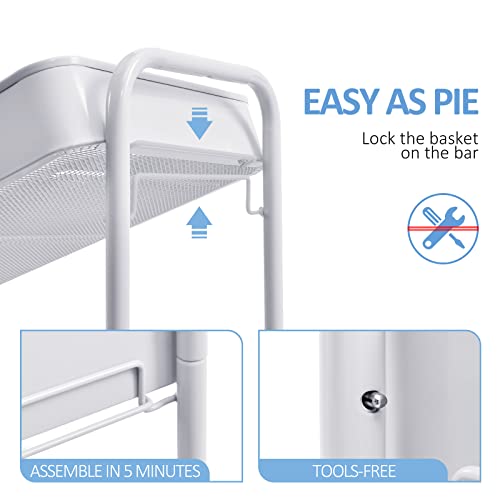 Toolf 3-Tier Rolling Cart, Metal Utility Cart With Detachable Tray Top, Storage Craft Art Cart Trolley Organizer Serving Cart Easy Assembly For Office, Bathroom, Kitchen, Kids' Room, Classroom #TOP3