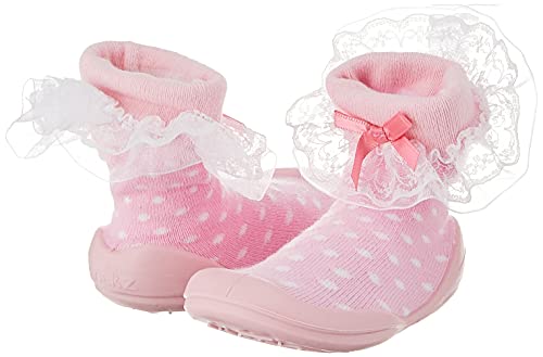 Nuby Snekz Comfortable Rubber Sole Sock Shoes For First Steps- Pink Polka Dots/Medium 14-22 Months #TOP7
