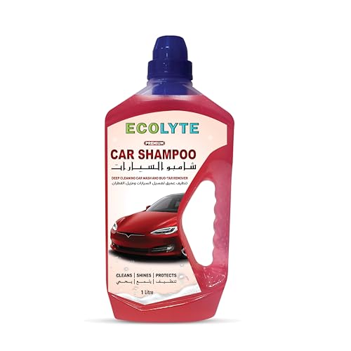 ECOLYTE+ Car Shampoo Premium Deep Cleaning Car Wash & Bug Tar Remover Streak Free Remove Dirt Safe on Paint Powerful Liquid long-lasting All vehicles - (1 Liter)