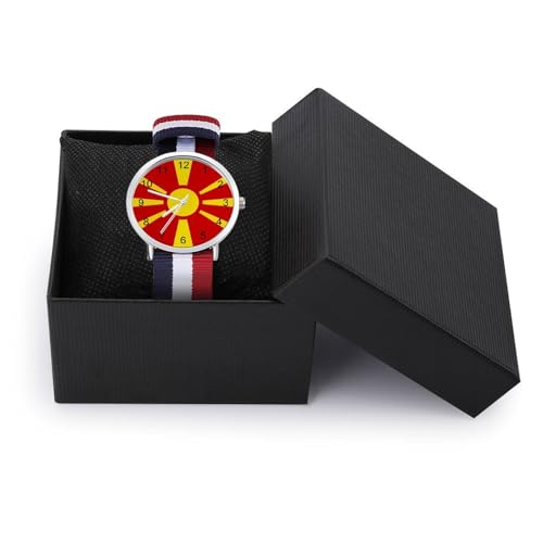 Macedonia Flag Lightweight Wrist Watch Adjustable Nylon Band Outdoor Sport Work Wrist Watch Easy to Read Time3