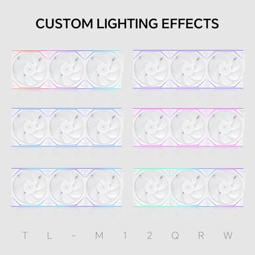 Image of Thermalright TL-M12QRW 120mm ARGB Reverse Case Fan, Daisy-Chain | 1500RPM | Silent Computer Fan with Infinite Mirrors on Both Sides(White) | Reverse Airflow, Daisy Chain PWM /ARGB, Infinity Mirror Lighting