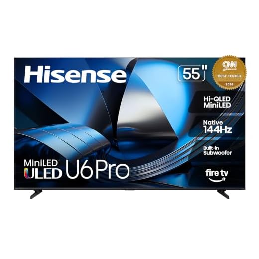 Hisense 55" U6 Pro Series Mini‑LED ULED 4K UHD HDR Gaming AI Smart Fire TV (55U6SF Pro, 2026 New) – Hi-QLED, Native 144Hz, Motion Rate 480, Dolby Vision IQ,· Atmos, HDR10+, Glare-Free, Alexa+