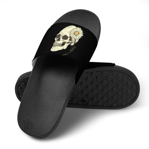 Skull with Daisy Flower House Sandals Non-Slip Bathroom Slippers Beach Summer Shoes for Men Women4