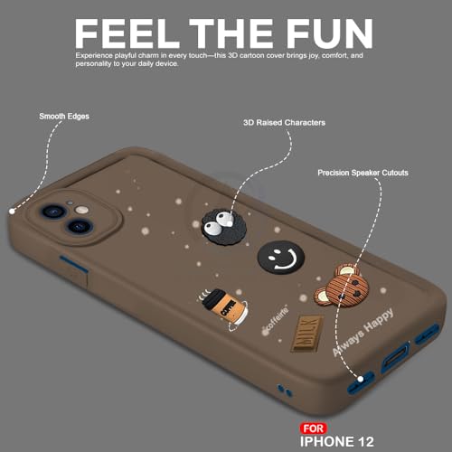 Image of AESTMO Back Case Cover for iPhone 12 /12 Pro Pro Back Cover | Cute Fun Cartoon 3D Ball | Coffee Silicone Case | Full Body Protection | Camera Protection Back Cover for iPhone 12 /12 Pro (Brown)