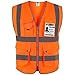 Produktbild JKSafety Neun Taschen Unisex Hohe Sichtbarkeit Warnweste Reflektierende Weste Reißverschluss EN ISO 20471 Orange(Medium)