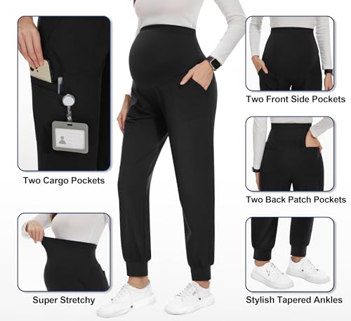 Image of PACBREEZE Women's Maternity Scrubs with 6 Pockets, Workwear Maternity Jogger Scrubs Pregnancy Pants, S-XXL