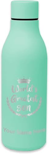Miniatura 10 de LaserGram Botella de agua de acero inoxidable de doble pared, el hijo más grande del mundo, grabado personalizado incluido