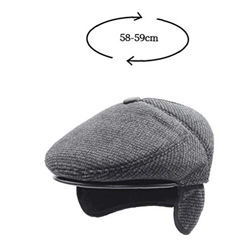 Beret With Ear Flaps Breathable Newsboy Flat Cap Warm Head Acceessries For Unisex Golf Driving Black #TOP1