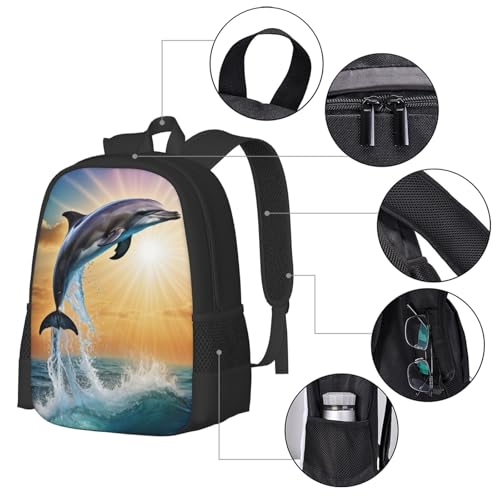 Native Dolphin Backpack for Women Men, Lightweight Adjustable Black Backpack for Travel Outdoor Sports2