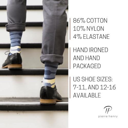 Pierre Henry Over the Calf Socks for Men (9 pairs) | Colorful Funky Dress Socks | Cotton made over the calf dress socks4